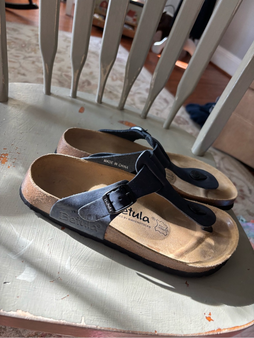 Birkenstock Betula  black Sz 8  Leather Thong Sandals